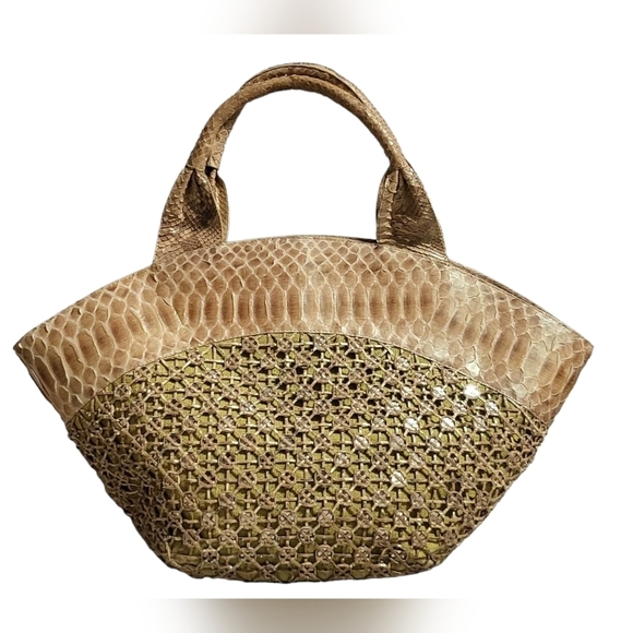 Nancy Gonzalez Handbags - Nancy Gonzales Genuine Python Woven Tote Made in Colombia WOW